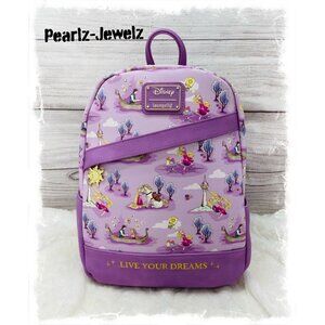 Loungefly Rapunzel Tangled Live Your Dreams Allover Mini Backpack BoxLunch NWT
